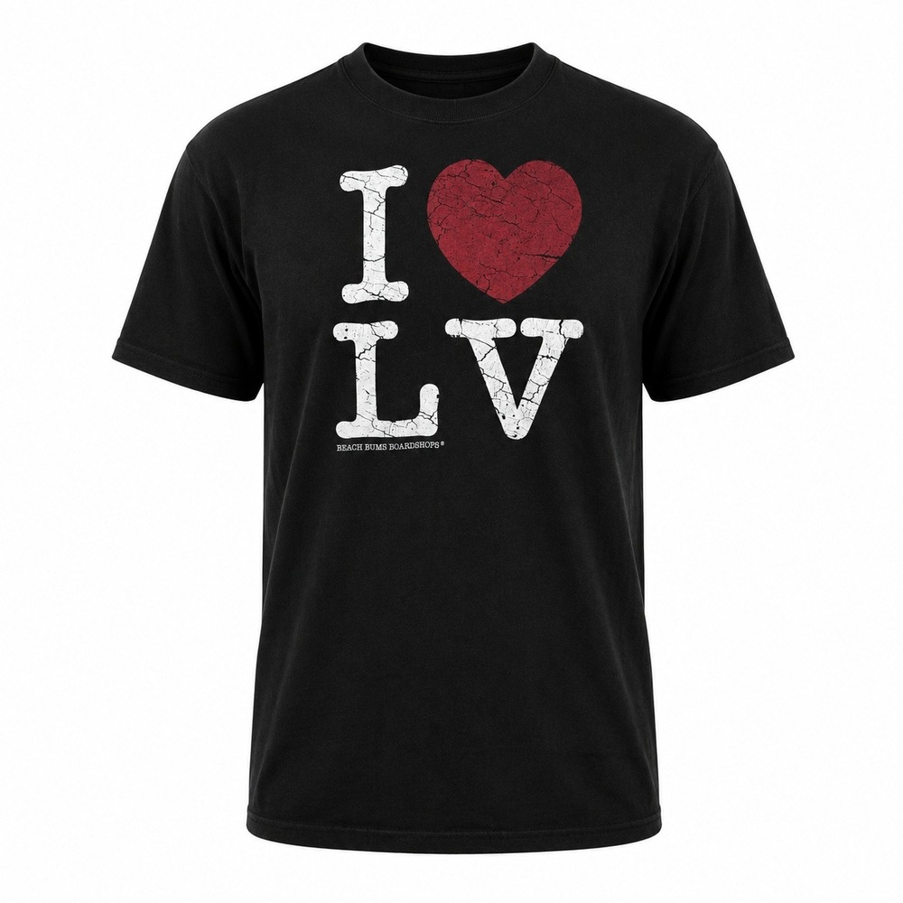 Beach Bums Boardshops I Heart LV Las Vegas Graphic T-Shirt Mens Large Black